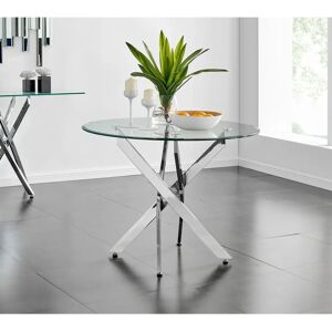 FurnitureboxUK Novara 100cm Chrome and Glass Round Dining Table - Dining Table FurnitureboxUK Novara 100cm Chrome and Glass Round Dining Table - Dining Table