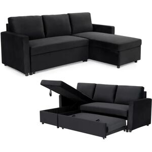 Home Detail - Dorset - Black Velvet - 3 Seater Sofa Bed Home Detail - Dorset - Black Velvet - 3 Seater Sofa Bed