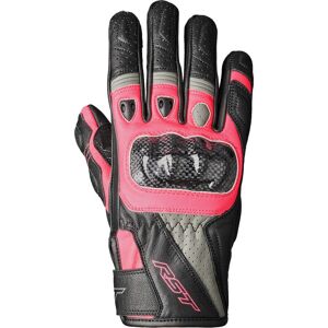 Guantes de moto de cuero para mujer RST Stunt III - Negro Rosa Gris Guantes de moto de cuero para mujer RST Stunt III - Negro Rosa Gris