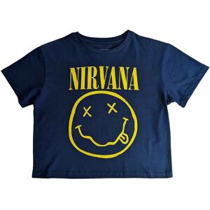 Nirvana Blå Crop Top - Kortärmad - Runt Hals Nirvana Blå Crop Top - Kortärmad - Runt Hals