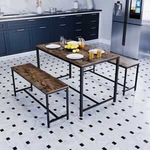 Vida Designs - Brooklyn Industrial Wooden 4 Seater Dining Set - Dark Wood - Dining Set Vida Designs - Brooklyn Industrial Wooden 4 Seater Dining Set - Dark Wood - Dining Set