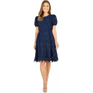 Yumi Navy Lace Skater Dress Puff Sleeves - Size 10 UK - Dress Yumi Navy Lace Skater Dress Puff Sleeves - Size 10 UK - Dress