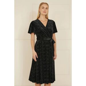 Yumi Black Velvet Sparkle Wrap Midi Dress - Dress Yumi Black Velvet Sparkle Wrap Midi Dress - Dress