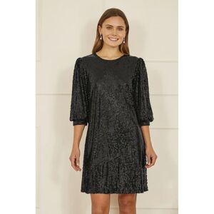 Yumi Black Sequin Balloon Sleeve Tunic Dress - Dress Yumi Black Sequin Balloon Sleeve Tunic Dress - Dress