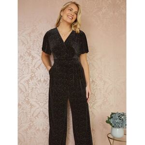 Yumi Black Sparkle Velvet Jumpsuit - Women's Yumi Black Sparkle Velvet Jumpsuit - Women's