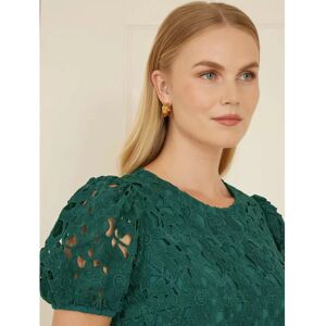 Yumi Green Lace Skater Dress - Puff Sleeves Yumi Green Lace Skater Dress - Puff Sleeves