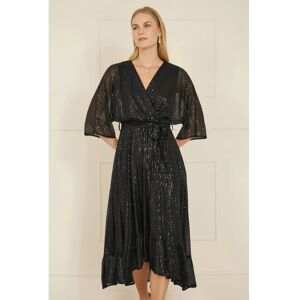Yumi Black Sequin Kimono Midi Dress - Dress Yumi Black Sequin Kimono Midi Dress - Dress