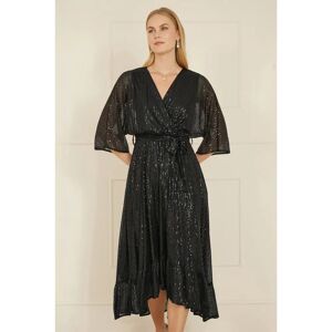 Yumi Black Sequin Kimono Midi Dress - Women Yumi Black Sequin Kimono Midi Dress - Women