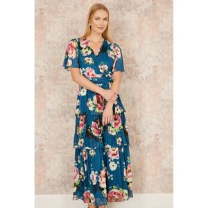 Yumi Floral Mesh Tiered Maxi Dress - Maxi Dress Yumi Floral Mesh Tiered Maxi Dress - Maxi Dress