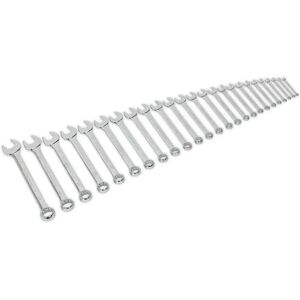 Loops 25pc Slim Handled Combination Spanner Set 12 Point Metric Ring Open End Head Loops 25pc Slim Handled Combination Spanner Set 12 Point Metric Ring Open End Head