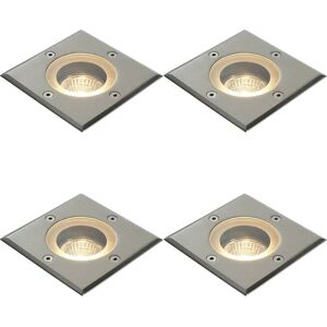 Stainless Steel Marine Grade Square Ground Light - 50W GU10 - Pack of 4 Stainless Steel Marine Grade Square Ground Light - 50W GU10 - Pack of 4
