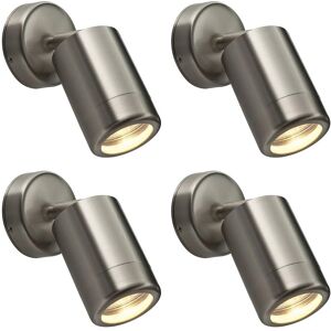 Brushed Stainless Steel Wall Spotlight - 7W LED GU10 - Adjustable IP65 - 4 Pack Brushed Stainless Steel Wall Spotlight - 7W LED GU10 - Adjustable IP65 - 4 Pack