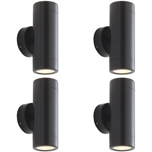 Black Satin Outdoor Wall Light - 4 Pack, 2 x 7W LED GU10 - Up & Down Twin Black Satin Outdoor Wall Light - 4 Pack, 2 x 7W LED GU10 - Up & Down Twin