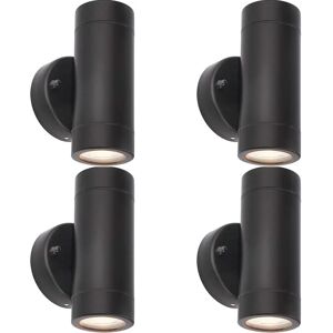 Loops 4 PACK Up & Down Twin Outdoor IP44 Wall Light - 2 x 7W GU10 LED - Matt Black Loops 4 PACK Up & Down Twin Outdoor IP44 Wall Light - 2 x 7W GU10 LED - Matt Black