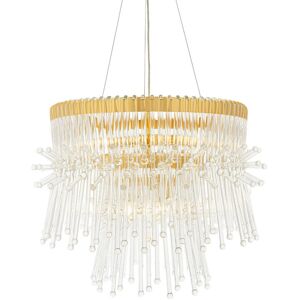 Loops Gold Plated Ceiling Chandelier - Glass Detailing - 9 Bulb Pendant Light - Ceiling Chandelier Loops Gold Plated Ceiling Chandelier - Glass Detailing - 9 Bulb Pendant Light - Ceiling Chandelier