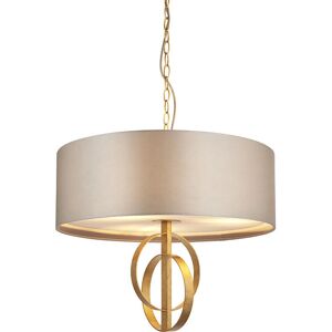Loops Antique Gold Ceiling Pendant Light - 3 Bulb, Mink Satin Shade - Multi Arm Indoor Pendant Loops Antique Gold Ceiling Pendant Light - 3 Bulb, Mink Satin Shade - Multi Arm Indoor Pendant