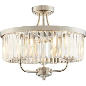 Loops Bright Nickel Semi Flush Ceiling Light with Clear Cut Glass - Indoor Lighting Loops Bright Nickel Semi Flush Ceiling Light with Clear Cut Glass - Indoor Lighting