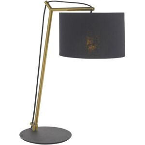 Loops Brass Plated Angular Table Lamp Light - Black Base & Cotton Shade - Desk Light Loops Brass Plated Angular Table Lamp Light - Black Base & Cotton Shade - Desk Light
