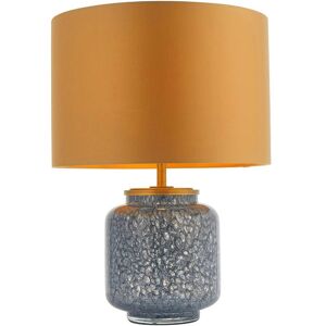 Loops Cobalt Glass Base Table Lamp - Antique Brass Metalwork Loops Cobalt Glass Base Table Lamp - Antique Brass Metalwork