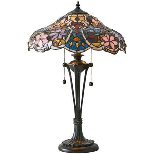 Loops Tiffany Glass Floral Table Lamp - Dark Bronze Light - Table Lamp Loops Tiffany Glass Floral Table Lamp - Dark Bronze Light - Table Lamp