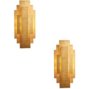 Loops Antique Gold Leaf Panel Wall Light - Twin G9 LED - Decorative Sconce - Wall Light Loops Antique Gold Leaf Panel Wall Light - Twin G9 LED - Decorative Sconce - Wall Light
