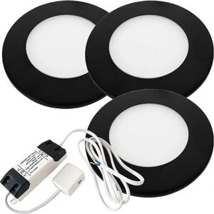 Loops 3x Matt Black Ultra-Slim Round Under Cabinet Kitchen Light & Driver Kit - Warm White LED Loops 3x Matt Black Ultra-Slim Round Under Cabinet Kitchen Light & Driver Kit - Warm White LED