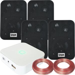 Loops 80W Mini WiFi Stereo Amplifier & 4x 70W Wall Speakers Loops 80W Mini WiFi Stereo Amplifier & 4x 70W Wall Speakers
