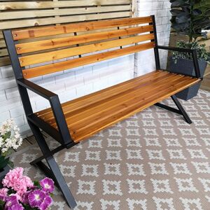 Samuel Alexander Kendal 2 Person Outdoor Modern Cross Design Metal Wooden Garden Patio Bench - Garden Bench Samuel Alexander Kendal 2 Person Outdoor Modern Cross Design Metal Wooden Garden Patio Bench - Garden Bench