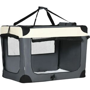 PawHut - 91cm Foldable Pet Carrier - Grey - Pet Carrier PawHut - 91cm Foldable Pet Carrier - Grey - Pet Carrier
