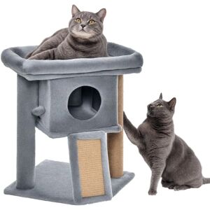 PawHut Grey Cat Tree Tower with Jute Scratching Pad - Cat Tree Tower PawHut Grey Cat Tree Tower with Jute Scratching Pad - Cat Tree Tower