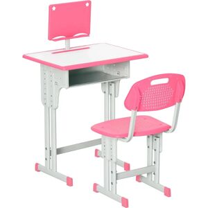 HOMCOM Kids Desk and Chair Set - Pink - Adjustable Height, Storage HOMCOM Kids Desk and Chair Set - Pink - Adjustable Height, Storage