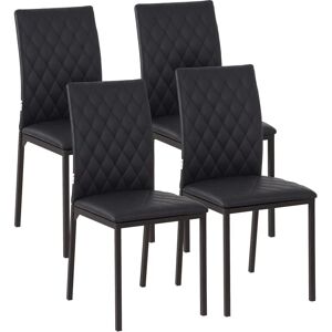 HOMCOM Black Faux Leather Dining Chairs - Set of 4 - Dining Chairs HOMCOM Black Faux Leather Dining Chairs - Set of 4 - Dining Chairs