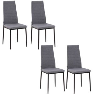 HOMCOM High Back Dining Chairs Upholstered Linen Touch Fabric Accent Chairs grey - Dining Chairs HOMCOM High Back Dining Chairs Upholstered Linen Touch Fabric Accent Chairs grey - Dining Chairs