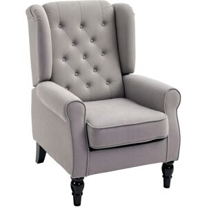 Homcom Grey Retro Wingback Armchair - Armchair Homcom Grey Retro Wingback Armchair - Armchair