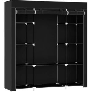 HOMCOM Portable Fabric Wardrobe - Black - 150 x 43 x 162.5 cm - 10 Shelves - Wardrobe HOMCOM Portable Fabric Wardrobe - Black - 150 x 43 x 162.5 cm - 10 Shelves - Wardrobe
