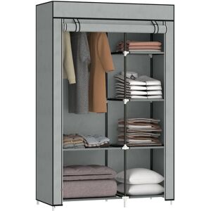 HOMCOM Fabric Wardrobe with Shelves Hanging Rail Light Grey - Wardrobe HOMCOM Fabric Wardrobe with Shelves Hanging Rail Light Grey - Wardrobe