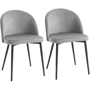 HOMCOM Model 2-Piece Grey Upholstered Fabric Dining Chairs - Dining Chairs HOMCOM Model 2-Piece Grey Upholstered Fabric Dining Chairs - Dining Chairs