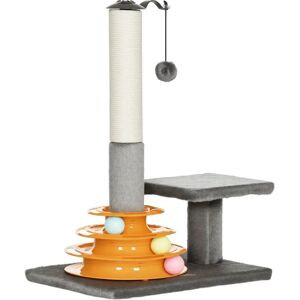 PawHut 56cm Cat Tree Tower - Scratching Posts & Toy PawHut 56cm Cat Tree Tower - Scratching Posts & Toy