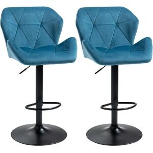 HOMCOM Blue Velvet Touch Bar Stools - Bar Stools HOMCOM Blue Velvet Touch Bar Stools - Bar Stools