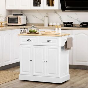 HOMCOM White Kitchen Storage Trolley - Adjustable Shelves Kitchen Island HOMCOM White Kitchen Storage Trolley - Adjustable Shelves Kitchen Island