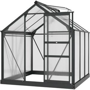 Outsunny 6 x 6 ft Clear Polycarbonate Greenhouse Large Walk-In Garden Grow House w/ Slide Door and Vent Outsunny 6 x 6 ft Clear Polycarbonate Greenhouse Large Walk-In Garden Grow House w/ Slide Door and Vent