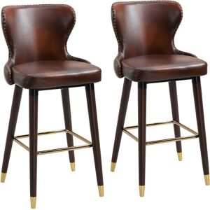 HOMCOM 2-Piece Luxury Bar Stool Set - European Style Brown HOMCOM 2-Piece Luxury Bar Stool Set - European Style Brown