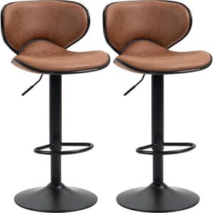 HOMCOM Adjustable Brown Microfiber Bar Stools Set of 2 HOMCOM Adjustable Brown Microfiber Bar Stools Set of 2