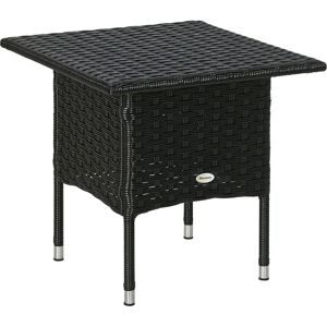 Outsunny Black Weather-Resistant Rattan Side Table - Side Table Outsunny Black Weather-Resistant Rattan Side Table - Side Table