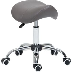 HOMCOM Grey PU Leather Adjustable Cosmetic Stool - Salon & Home HOMCOM Grey PU Leather Adjustable Cosmetic Stool - Salon & Home