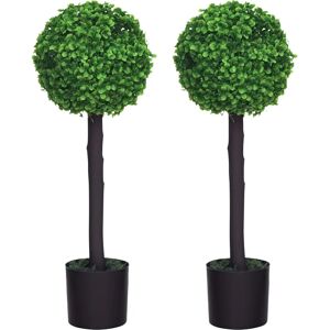 HOMCOM Set of 2 Artificial Plants - Green - Indoor Outdoor Decor HOMCOM Set of 2 Artificial Plants - Green - Indoor Outdoor Decor