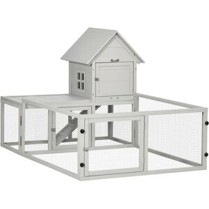 PawHut Wooden Rabbit Hutch with Extra Fenced Area - Small Animal House for Indoor PawHut Wooden Rabbit Hutch with Extra Fenced Area - Small Animal House for Indoor