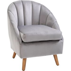 HOMCOM Grey Velvet Accent Chair - Armchair HOMCOM Grey Velvet Accent Chair - Armchair