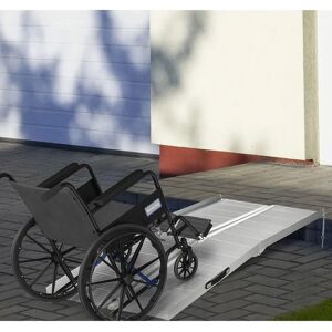 HOMCOM Silver Aluminum Folding Wheelchair Ramp - Wheelchair Ramp HOMCOM Silver Aluminum Folding Wheelchair Ramp - Wheelchair Ramp