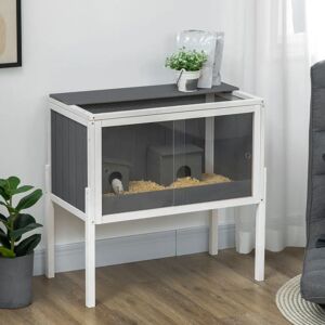 PawHut Wooden Hamster Cage - Dark Grey, Shelves, Huts - Hamster Cage PawHut Wooden Hamster Cage - Dark Grey, Shelves, Huts - Hamster Cage